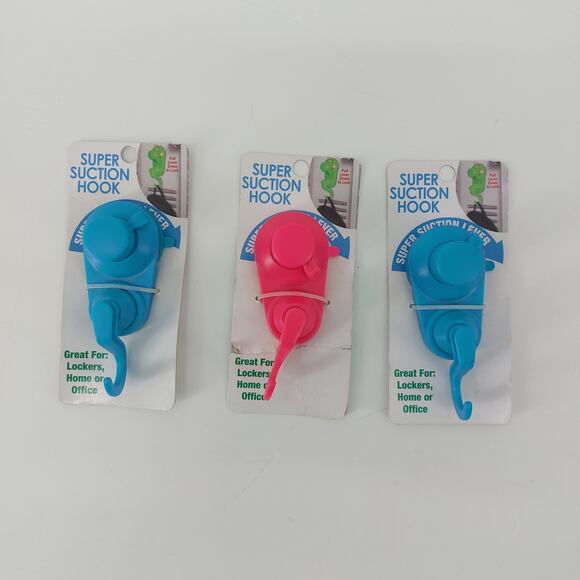 Super Suction Hook Set of 3 Pink Blue Home Locker Office - Picture 12 of 12